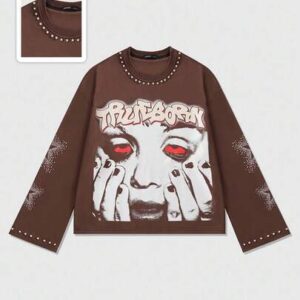 Street Life Men's Printed Long Sleeve T-Shirt, Loose Cropped Fit, For Fall