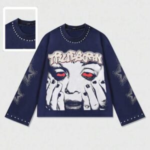 Street Life Men's Printed Long Sleeve T-Shirt, Loose Cropped Fit, Fall
