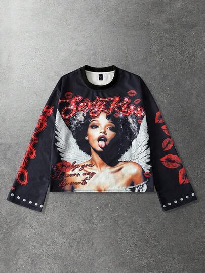 Street Life Men's Printed Loose Fit Crew Neck Long Sleeve T-Shirt