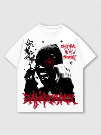 Street Life Men's Printed Short Sleeve T-Shirt, Suitable For Daily Wear In Spring And Summer, School