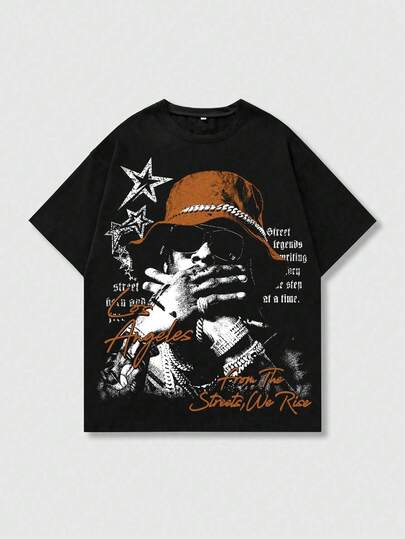 Street Life Men's Printed Short Sleeve T-Shirt, Suitable For Everyday Wear In Spring/Summer