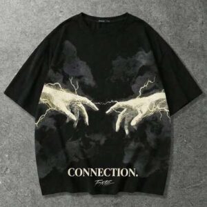 Street Life Men's Retro Street Silhouette Thermal Imaging Human Figure Print Short Sleeve T-Shirt, Summer