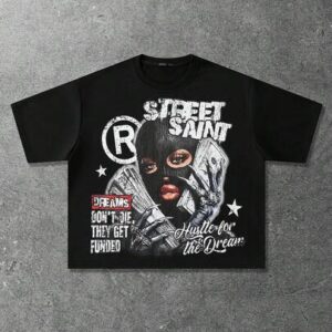 Street Life Men's Round Neck Fashionable Printed Short Sleeve T-Shirt, Loose Fit