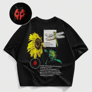 Street Life Men's Slogan Sunflower Print Round Neck Short Sleeve Casual T-Shirt