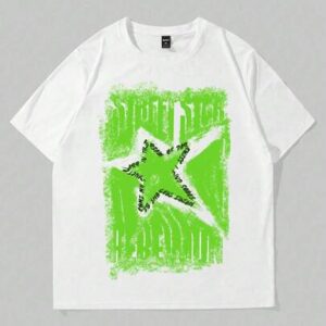 Street Life Men's Star Print Short Sleeve T-Shirt, Suitable For Everyday Wear In Spring/Summer, 2000s Style