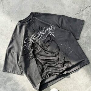Street Life Men's Street Cross Print Short Sleeve T-Shirt, Suitable For Everyday Wear, Spring/Summer