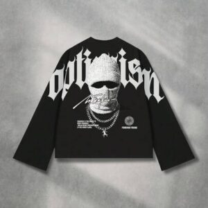 Street Life Men's Street Dark Figure Graphic Long Sleeve Shirt, For Fall, 2000s Style