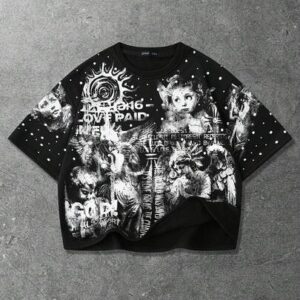 Street Life Men's Street Fashion Printed Short Sleeve T-Shirt, Loose Fit Spring/Summer