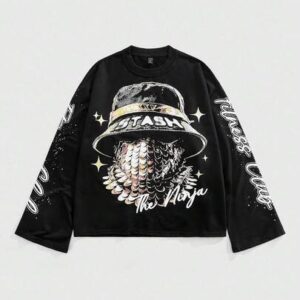Street Life Men's Street Graphic Print Long Sleeve T-Shirt, Casual Everyday Wear, For Fall