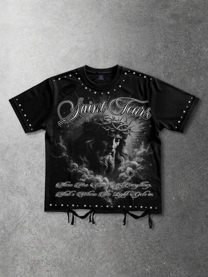 Street Life Men's Street Style Jesus Print Short Sleeve T-Shirt