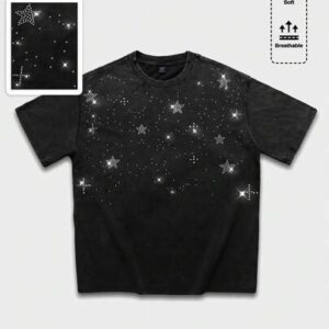 Street Life Men's Street Style Rhinestone Decor Casual Round Neck Short Sleeve T-Shirt, Summer