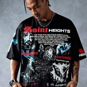 Street Life Men's Streetwear Graphic Print Short Sleeve T-Shirt, Suitable For Spring/Summer