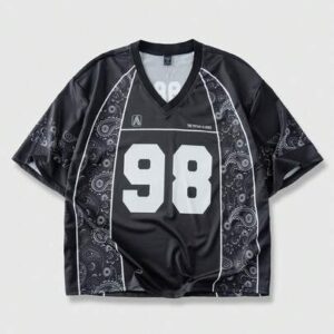 Street Life Men's Summer Casual Vacation Fashion Street Paisley Patchwork Print V-Neck Contrast Piping Short Sleeve Mesh Breathable T-Shirt
