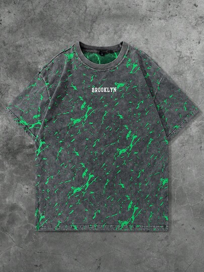 Street Life Men's T-Shirt With Street American Design, Special Fabric With Ripped Lightning Effect