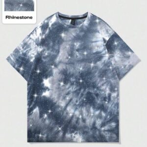 Street Life Men's Tie-Dye Rhinestone Embellished Streetwear Short Sleeve T-Shirt