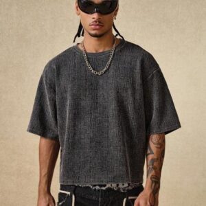 Street Life Men's Vintage Snowflake Jacquard Short Sleeve T-Shirt, Suitable For Daily Wear