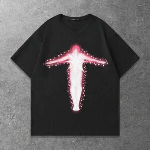 Street Life Men's Vintage Street Silhouette Thermal Imaging Figure Print Short Sleeve T-Shirt, Summer