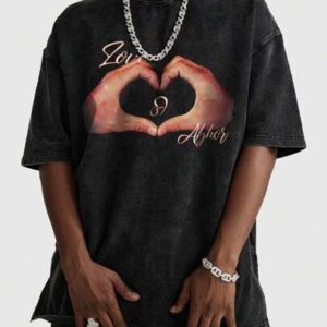 Street Life Men Fried Rice With Eggs And Tomato Heart Printed Short Sleeve T-Shirt, Suitable For Daily Wear In Spring And Summer