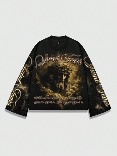 Street Life Men Graphic Print Pullover Tee, Streetwear Style, Suitable For Spring & Summer, Fall, 2000s Style