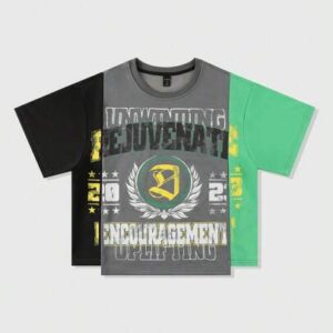 Street Life Men Loose Fit Short Patchwork Graphic Tee, Vintage Streetwear Style