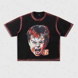 Street Life Men Loose Fit Spray-Painted Stripe & Figure Print T-Shirt