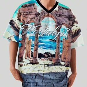 Street Life Men Vintage Temple Run Print Casual V-Neck T-Shirt