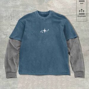 Street Life Spring Casual Graphic Men'S Contrast Graphic Print Round Neck Casual Versatile Long Sleeve T-Shirt