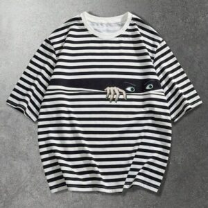Street Life Spring/Summer Casual Graphic Men'S Casual Round Neck Short Sleeve Striped Graphic T-Shirt