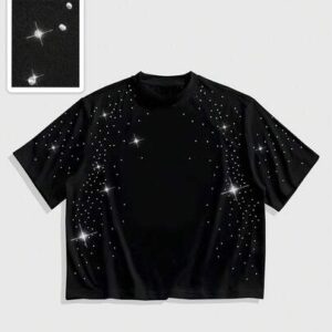 Street Life Spring/Summer Casual Graphic Men'S Fashion Rhinestone Decor Round Neck Short Sleeve T-Shirt, Summer