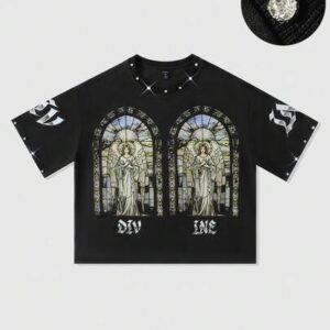 Street Life Spring/Summer Casual Graphic Men'S Religious Rhinestone Printed Loose Crop T-Shirt, 2000S Style