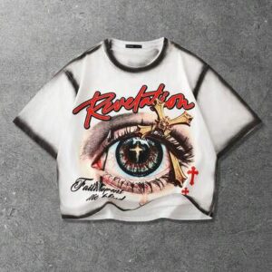 Street Life Spring/Summer Casual Graphic White Men'S Casual Round Neck Loose Fit Handpainted T-Shirt, Summer