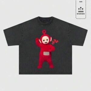 Teletubbies X ROMWE Men's Casual Everyday Commute Fashion Distressed Cartoon Print Loose T-Shirt, Summer
